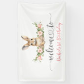 ピンクフローラ春バニー1stバースデーウェルカム 横断幕 (縦)