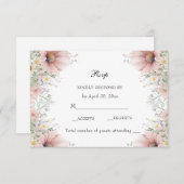 ピンクフローラ春パステルワイルドフラワーズ 出欠カード (正面/裏面)