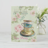 ピンクフローラ春ブライダルシャワー茶パーティー 招待状 (スタンド正面)