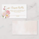 ピンクフローラ春ベビーシャワーおむつラッフル エンクロージャーカード (正面/裏面)
