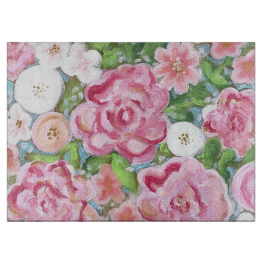 ピンクフローラ春開花キッチン カッティングボード (正面)