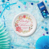 ピンクフローラ書道ガーリー赤ちゃんシャワー ペーパープレート (パーティー)