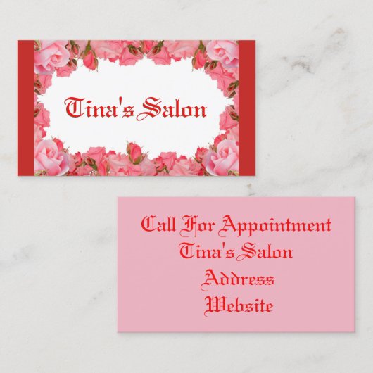ピンクフローラ枠 名刺 (正面/裏面)
