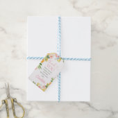 ピンクフローラ柑橘系誕生日サンキューラベル ギフトタグ (より糸付き)