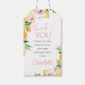 ピンクフローラ柑橘系誕生日サンキューラベル ギフトタグ (正面)