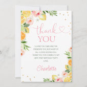 ピンクフローラ柑橘類誕生日サンキューカード 招待状 (正面)