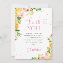 ピンクフローラ柑橘類誕生日サンキューカード 招待状