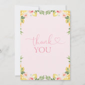 ピンクフローラ柑橘類誕生日サンキューカード 招待状 (裏面)