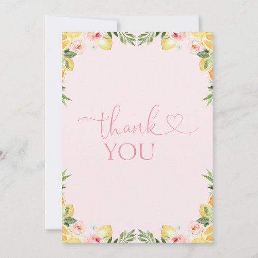 ピンクフローラ柑橘類誕生日サンキューカード 招待状 (裏面)