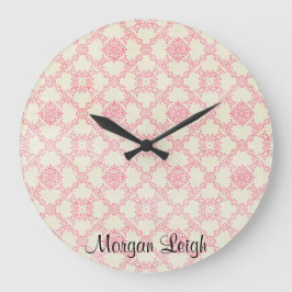 ピンクフローラ格子 ラージ壁時計