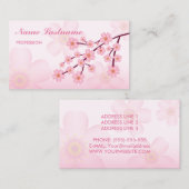 ピンクフローラ桜さくらんぼブロッサムツリーブランチ 名刺 (正面/裏面)