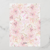 ピンクフローラ植物園カラフルの結婚金ゴールド 箔招待状 (裏面)