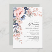 ピンクフローラ植物学ブライダルシャワー 招待状 (正面/裏面)