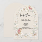ピンクフローラ植物性ブライダルシャワー招待 招待状 (正面/裏面)