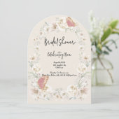 ピンクフローラ植物性ブライダルシャワー招待 招待状 (スタンド正面)