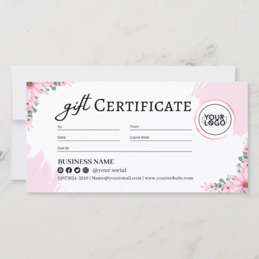 ピンクフローラ母の日のギフト券 (正面)
