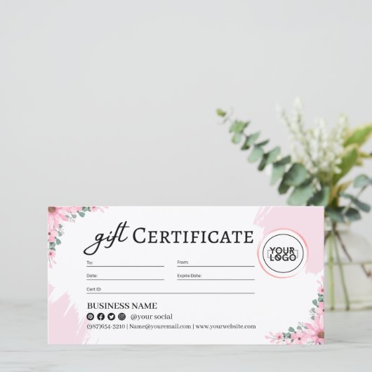 ピンクフローラ母の日のギフト券 (スタンド正面)