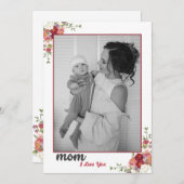 ピンクフローラ母の日の写真ホリデーカード サンキューカード (正面/裏面)