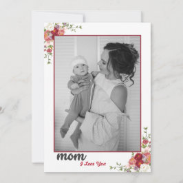 ピンクフローラ母の日の写真ホリデーカード サンキューカード