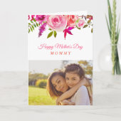 ピンクフローラ母の日の母のための写真カード カード (正面)