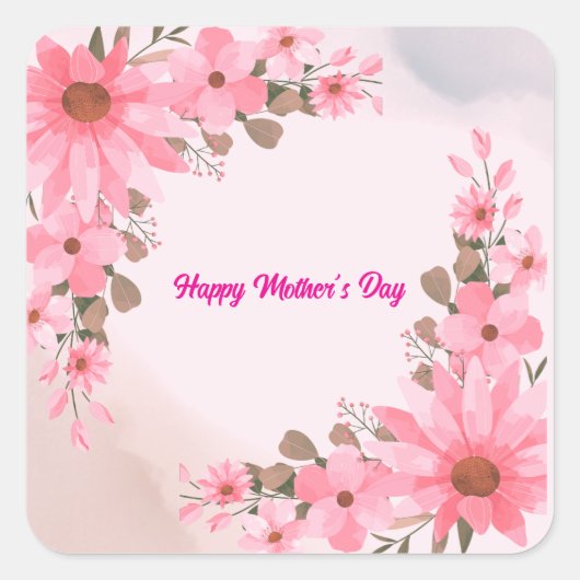 ピンクフローラ母の日 スクエアシール (正面)