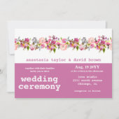 ピンクフローラ水平QRコード結婚式招待状 招待状 (正面)