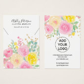 ピンクフローラ水彩ジュエリーネックレスディスプレイ (正面&裏面)