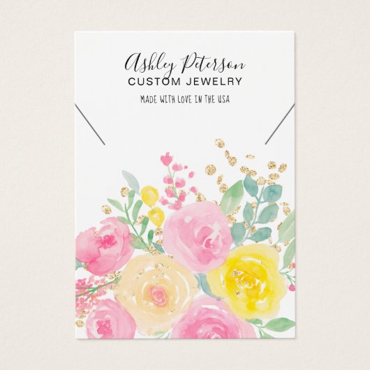 ピンクフローラ水彩ジュエリーネックレスディスプレイ (正面)