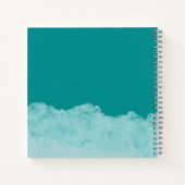 ピンクフローラ水彩ティール(緑がかった色)エレガントお名前 ノートブック (裏面)