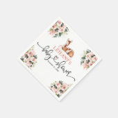 ピンクフローラ水彩ディアベビーシャワー スタンダードカクテルナプキン (角)