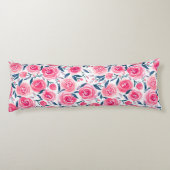 ピンクフローラ水彩バラパターン ボディピロー (裏面)