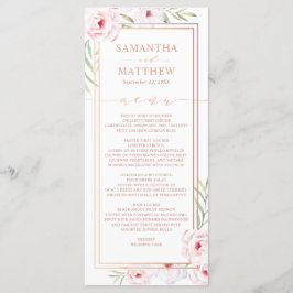 ピンクフローラ水彩バラ金ゴールド結婚のメニュー メニュー