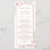 ピンクフローラ水彩バラ金ゴールド結婚のメニュー メニュー (正面)