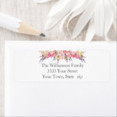 ピンクフローラ水彩フローラ誕生日 ラベル (インサイチュ)