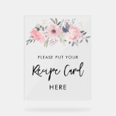 ピンクフローラ水彩ブライダルシャワーレシピ アクリルサイン (正面)