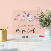 ピンクフローラ水彩ブライダルシャワーレシピ アクリルサイン (ウェディング)