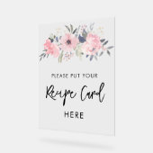 ピンクフローラ水彩ブライダルシャワーレシピ アクリルサイン (傾斜)