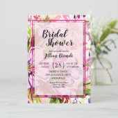 ピンクフローラ水彩ブライダルシャワー招待状 (スタンド正面)