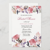 ピンクフローラ水彩ブライダルシャワー招待状 招待状 (正面/裏面)