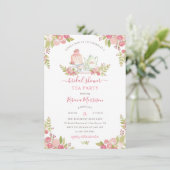 ピンクフローラ水彩ブライダルシャワー茶パーティー 招待状 (スタンド正面)