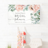 ピンクフローラ水彩ブライダルシャワー 横断幕 (インサイチュ)