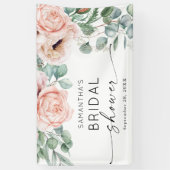 ピンクフローラ水彩ブライダルシャワー 横断幕 (縦)