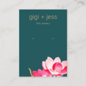 ピンクフローラ水彩マグノリアイヤリングディスプレイ 名刺 (正面)