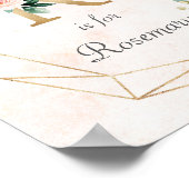 ピンクフローラ水彩モノグラムベビー名子供部屋 ポスター (角)