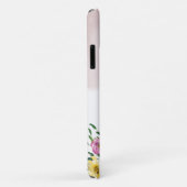 ピンクフローラ水彩モノグラム名モダン大文字と小文字を区別する Case-Mate iPhoneケース (裏面/右)