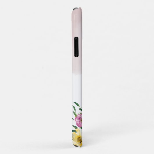 ピンクフローラ水彩モノグラム名モダン大文字と小文字を区別する Case-Mate iPhoneケース (裏面/右)