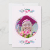 ピンクフローラ水彩卒業招待状 招待状 (裏面)