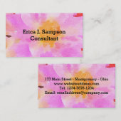 ピンクフローラ水彩名刺 名刺 (正面/裏面)