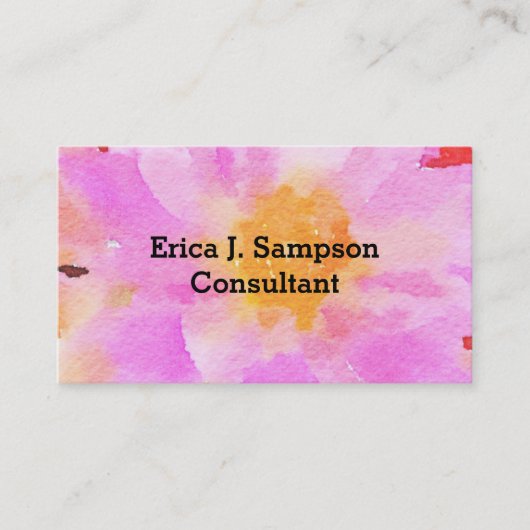 ピンクフローラ水彩名刺 名刺 (正面)