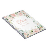 ピンクフローラ水彩名少女ベビー手帳 ノートブック (右側)
